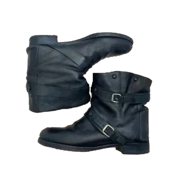 CHLOE Ankle Leather Moto Buckle Boots Size 41